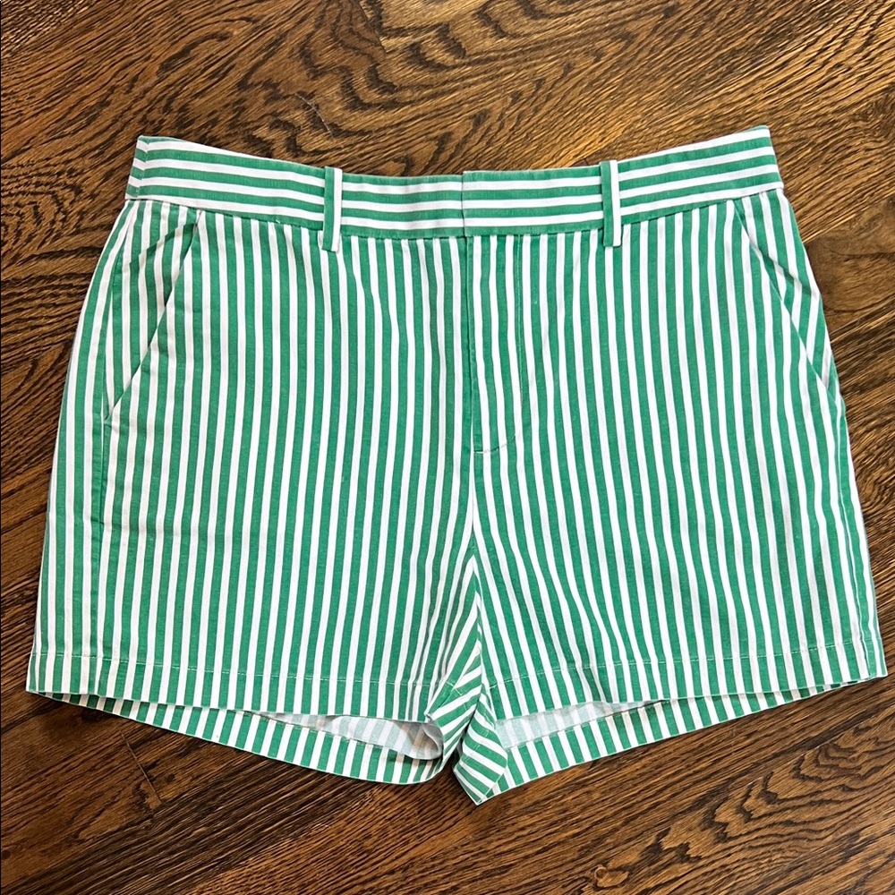 Stylish Green Striped Women's Shorts